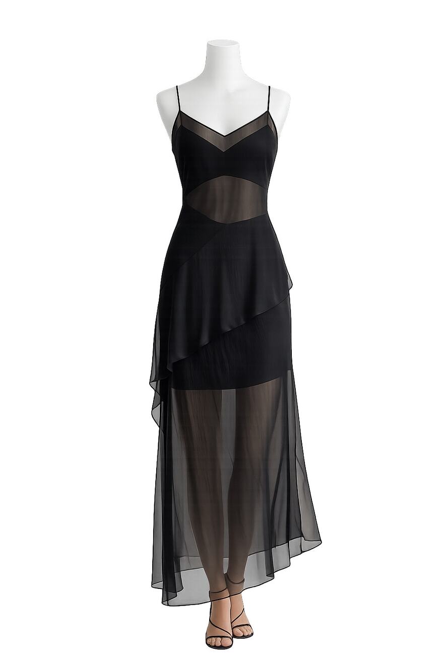 BCBG Max Azria Collection Black Sheer Slip Dress - Size 8